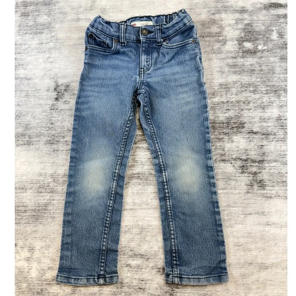 Levis 511 Slim Kids Medium Wash Blue Denim Jeans Adjustable‎ See Measurements